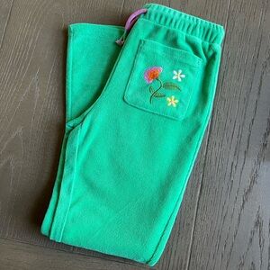 Mini Boden Floral Embroidered Toweling Flared Pants Size 8 Girl Swim Coverup NEW